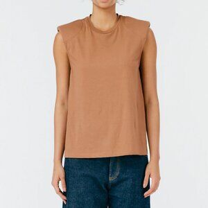 Tibi Padded Shoulder Sleeveless Top, Sienna, XXS, NWT